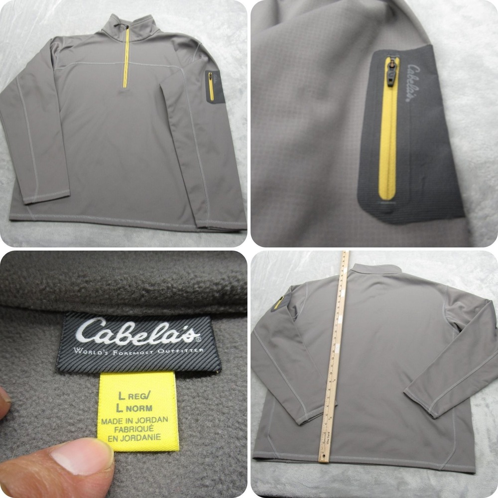 Cabelas Sweatshirt Mens Large Gray Softshell Ripstop Water Resistant‎ 1/4 Zip